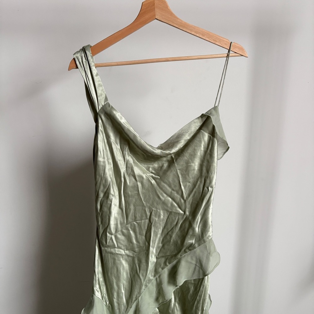 $319 NWT Sage For Love And Lemons “Sawyer” Ruffle Maxi Dress Sz Medium - Picture 7 of 16